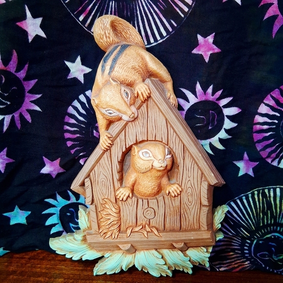 Vintage Homco Wall Hangings Woodland Chipmunk And Raccoon 1977 Dart Plastic - Picture 2 of 16